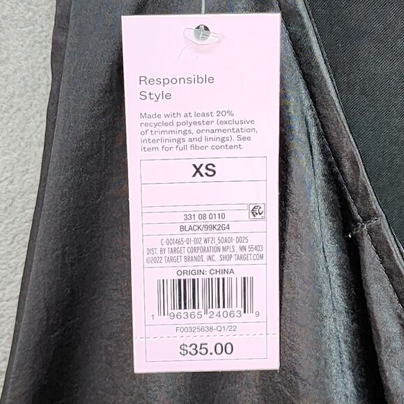 NWT Wild Fable Slip Dress XS Long Black Shiny Satin Sleeveless Sexy Form Fitting - Picture 9 of 10